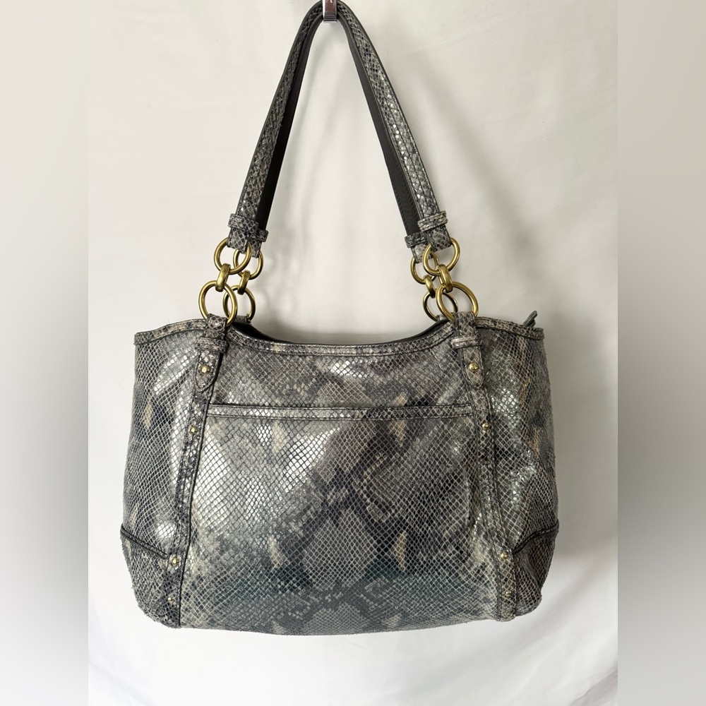 Coach Alexandra EUC python embossed leather tote - image 3